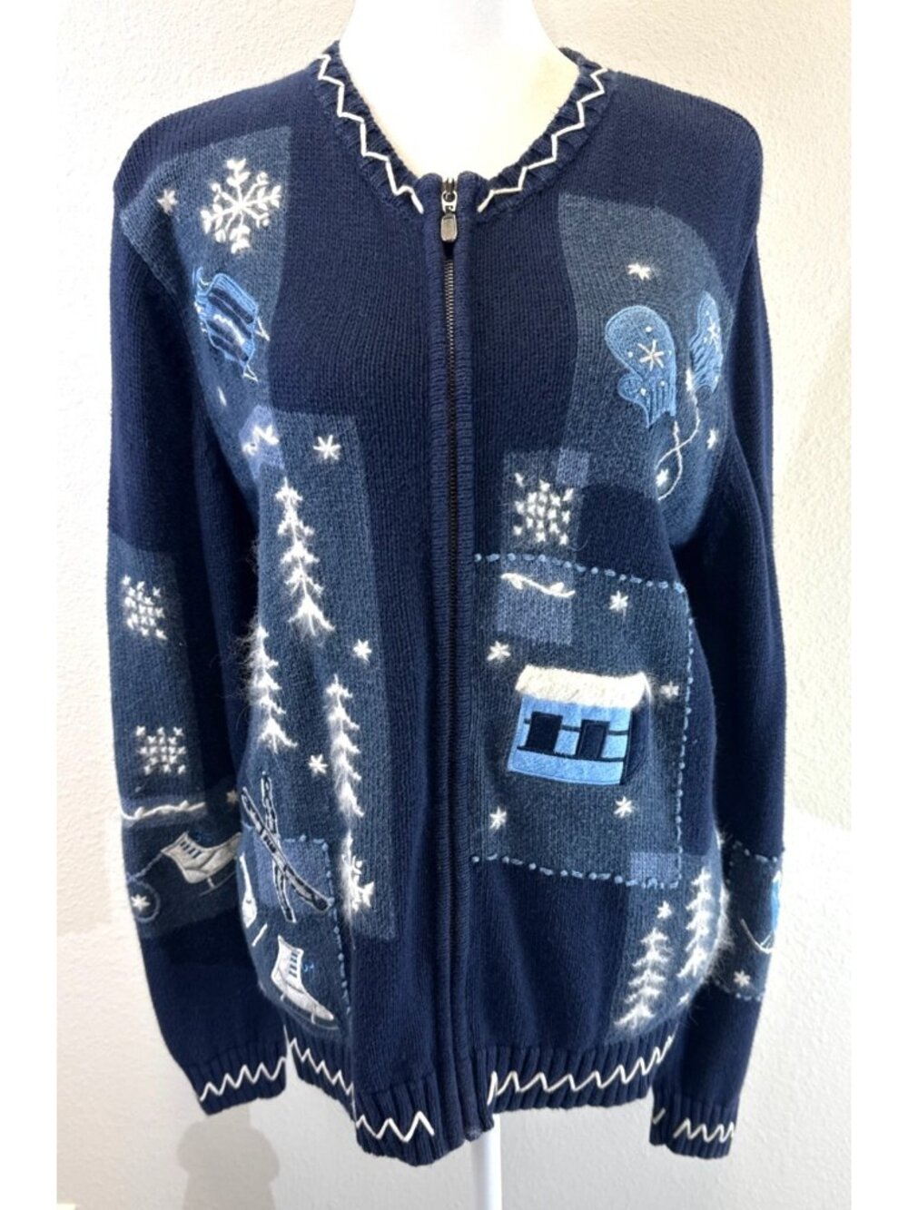 Holiday Lodge North Crest Women’s Full Zip Sweater Cardigan Ski Lodge Sz S 6/8